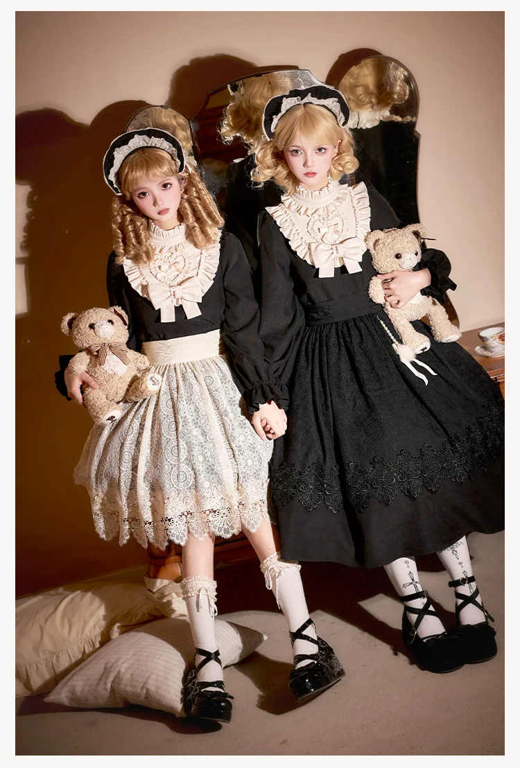 With PUJI - Twilight Choir - Twin Lolita OP Suit Loose Version Dress with Apron