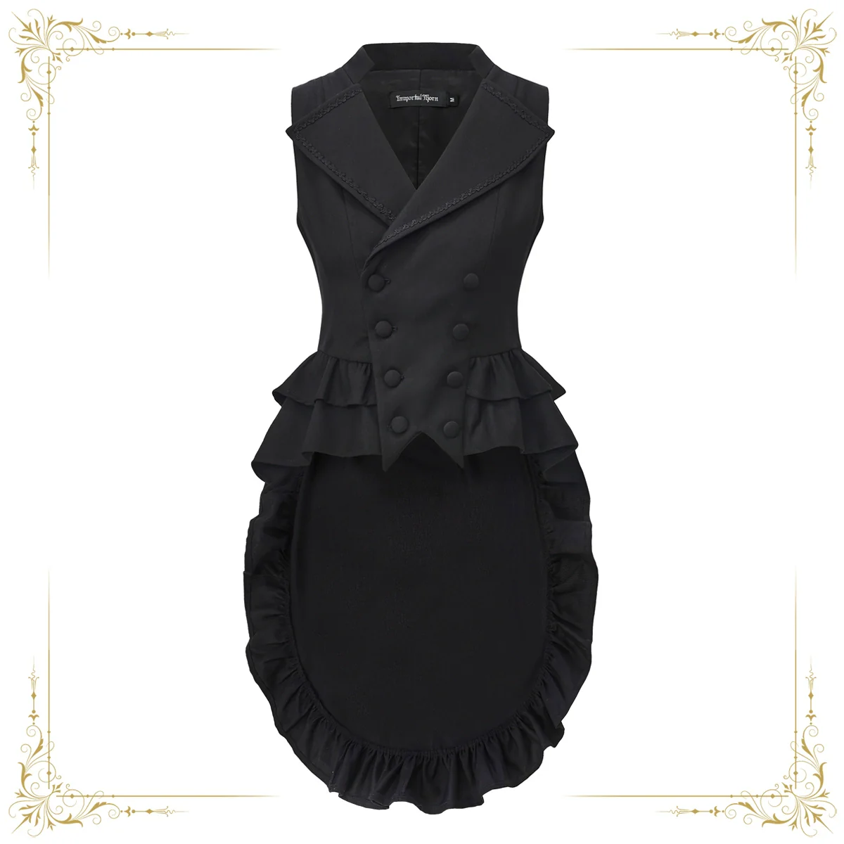 Immortal Thorn - Silent Agent - Ouji Lolita Black Vest Coat