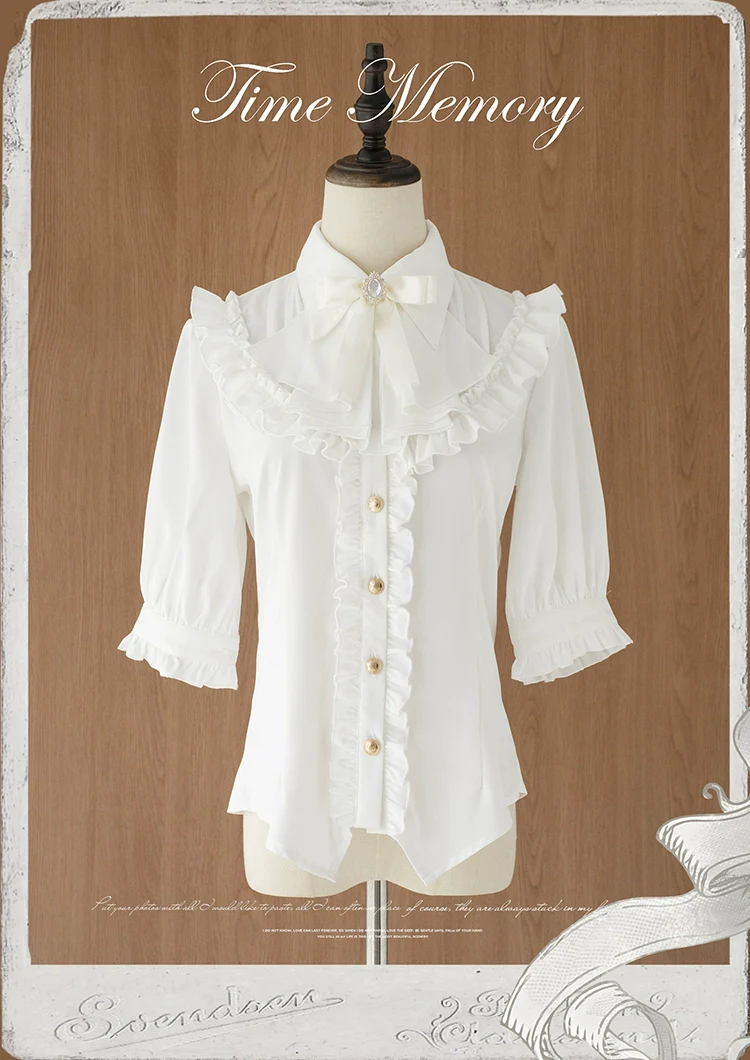 Time Memory - Earl Girl - Chiffon Classic Lolita Shirt, Mid-Length Mutton Sleeves