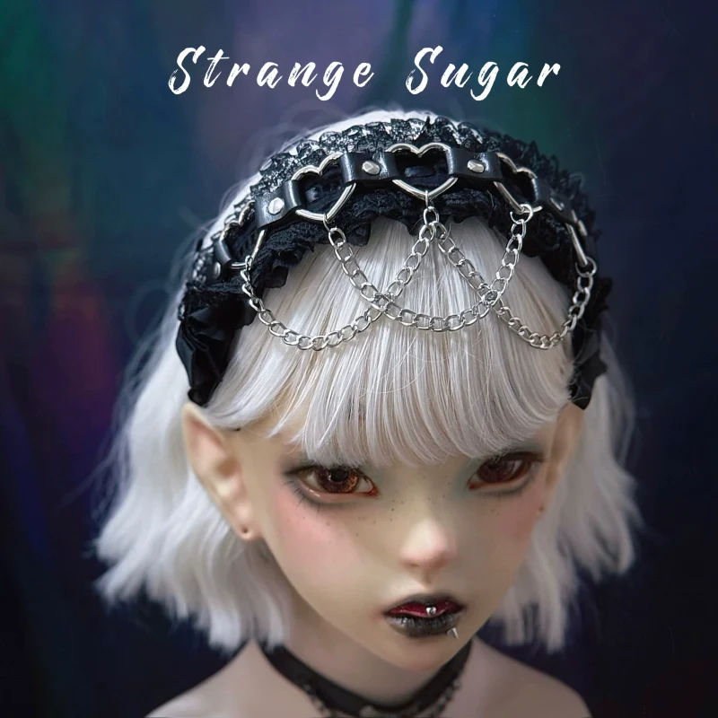 Strange Sugar - Gothic Handmade Lace Headband, Heart & Chain Decoration