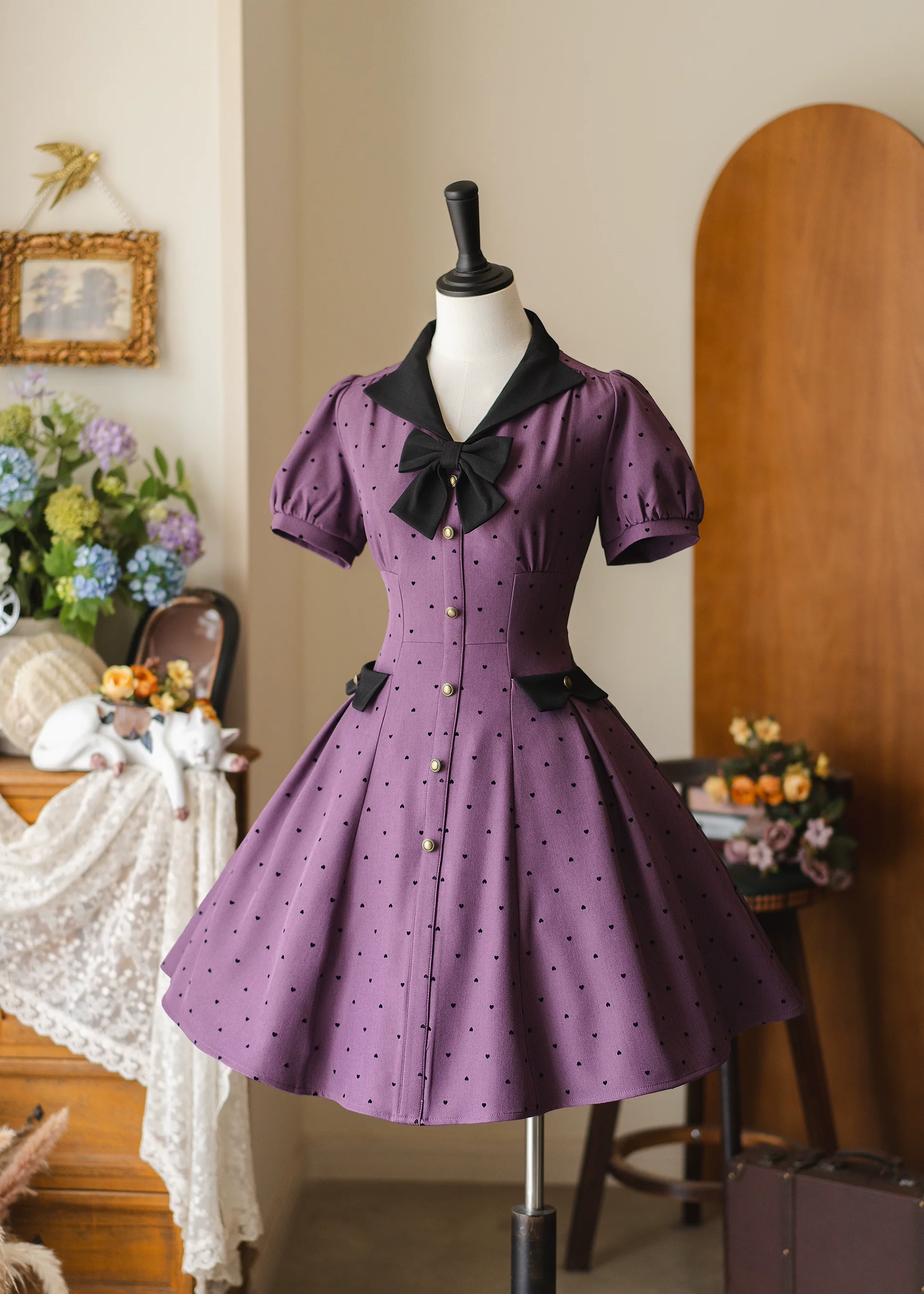 Forest Wardrobe - Forest Polka-Dot - Classic Lolita OP Dress With Polka Dots & Pockets