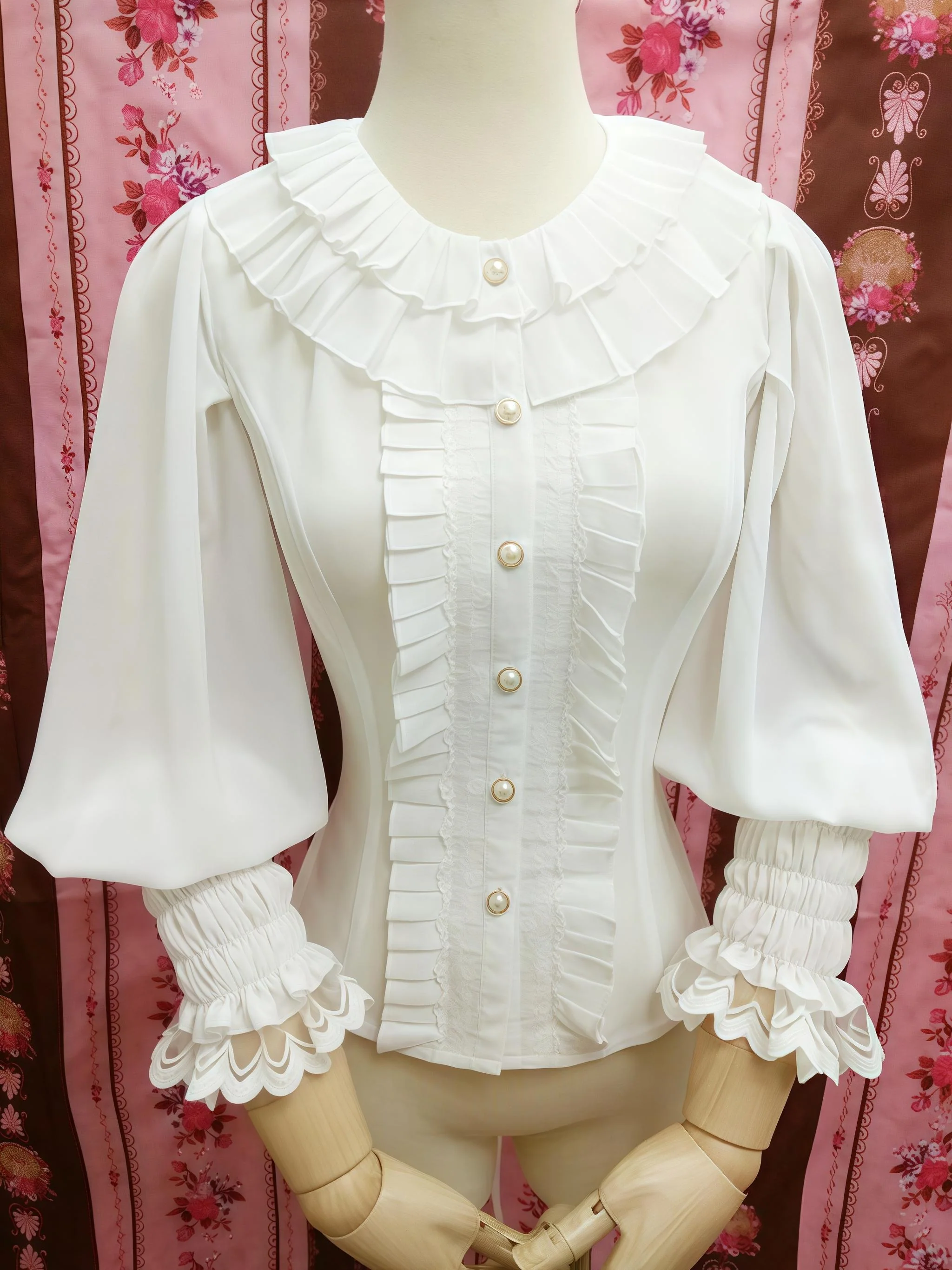 Yilia - Classic Lolita Chiffon Blouse, Bishop Sleeves