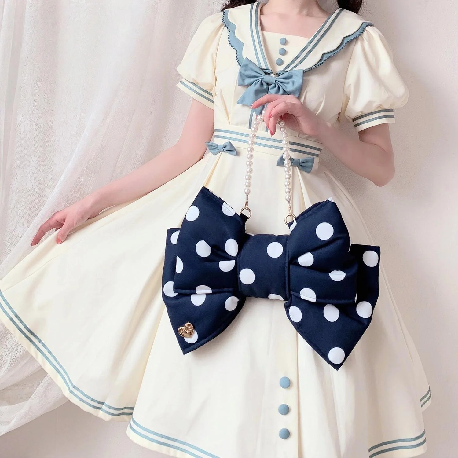 Boguta - Elegant Lolita Detachable Bag Shoulder Straps & Pearl Chains