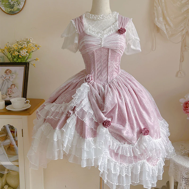 Sakurada Fawn - Manta - Plus Size Sweet Lolita JSK Dress with Rose Decoration