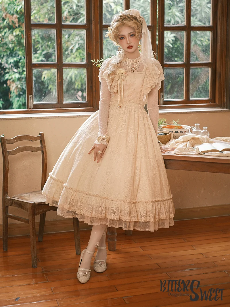 BittterSweet - Vintage Lolita OP Dress, Lace Long Dress