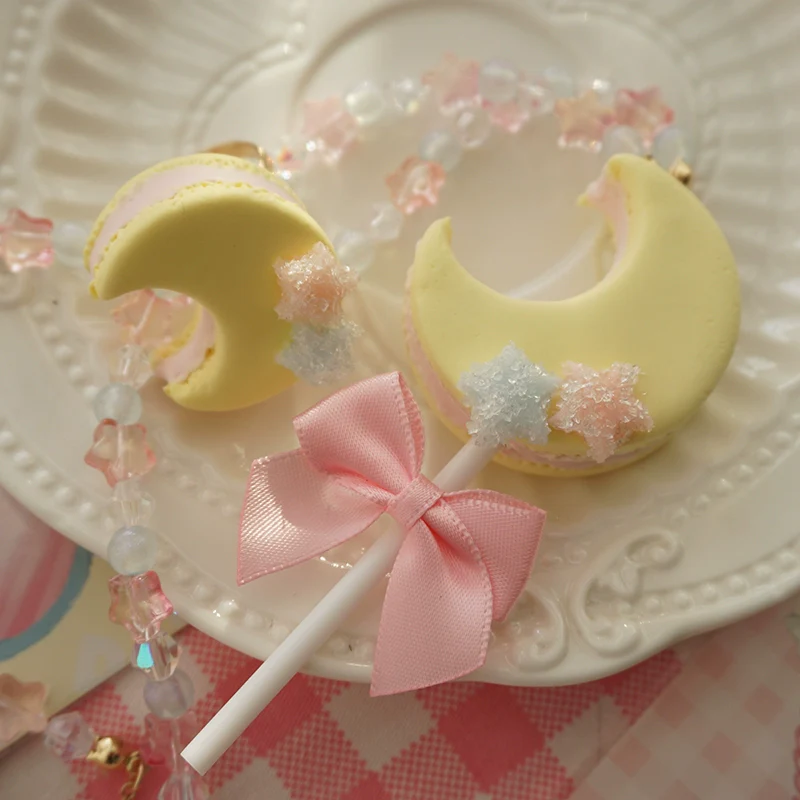 Cat Tea Party - Kwaii Lolita Accessories Moon Lollipop Clay Necklace Ring