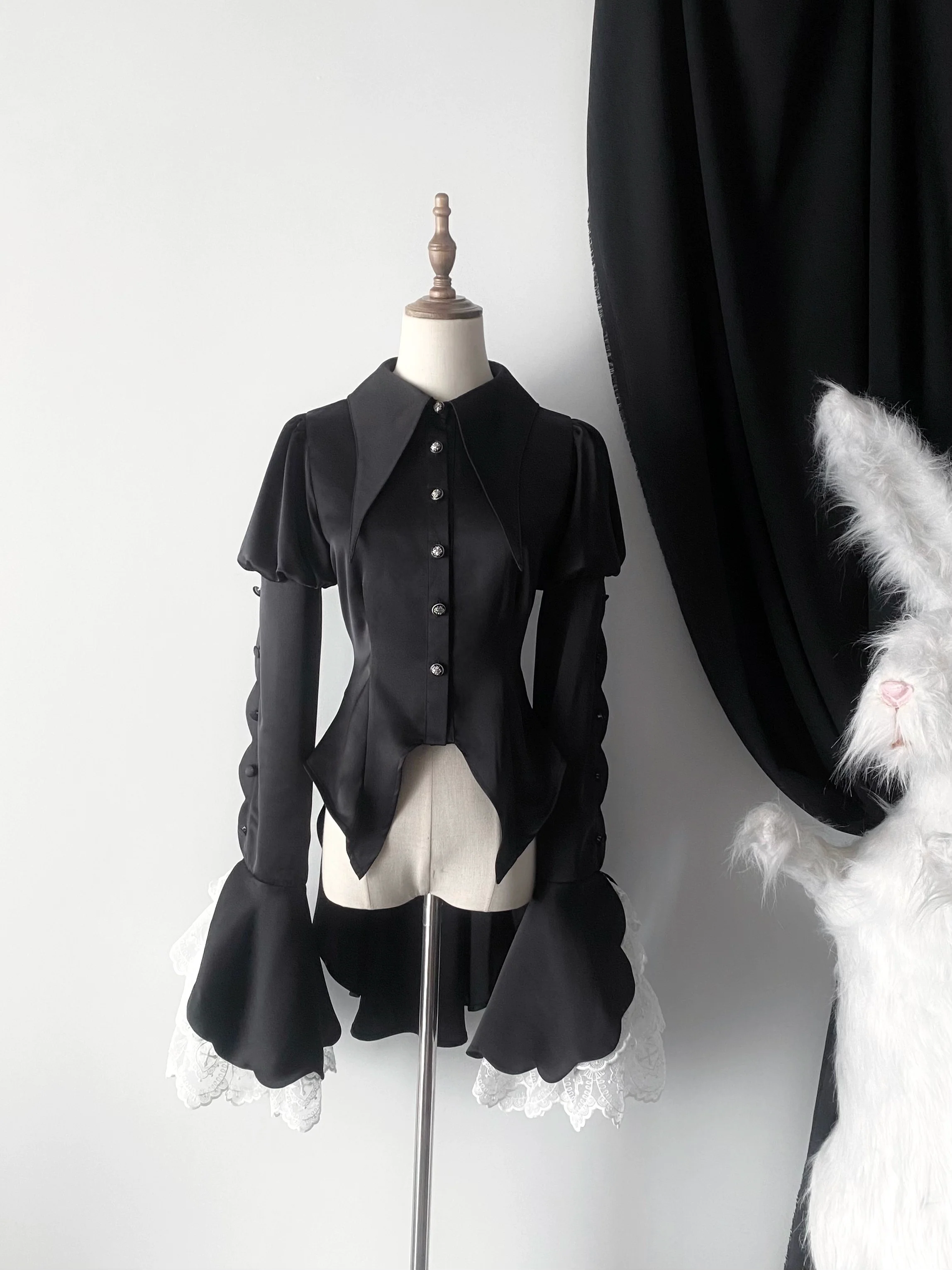 Maiden Portal - Heir Poem - Ouji Lolita Hime Sleeve Shirt, Trailing Hem
