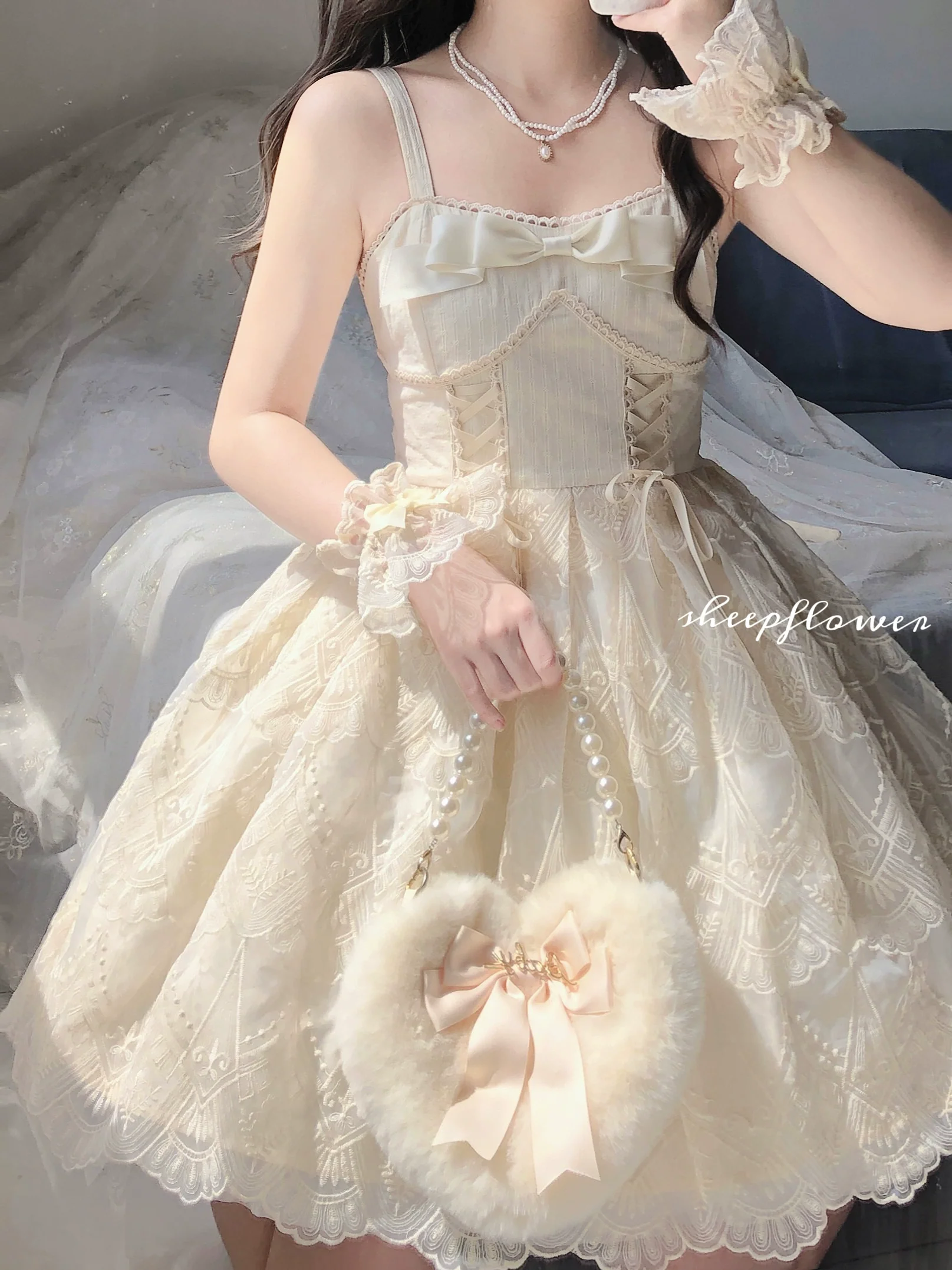 Uncle's Workshop - White Wave Tide - Sweet Lolita JSK Dress Solid Color Dress