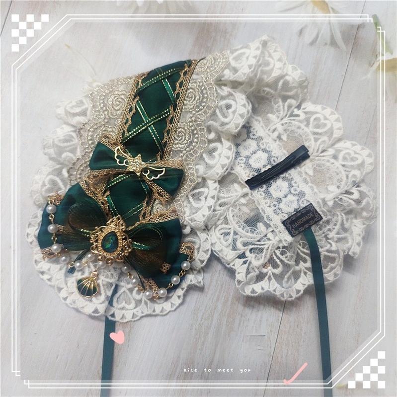 MoXiaoqing Handmade - Elegant Lolita HeaddressDark Green Butterfly Hair Accessory Choker