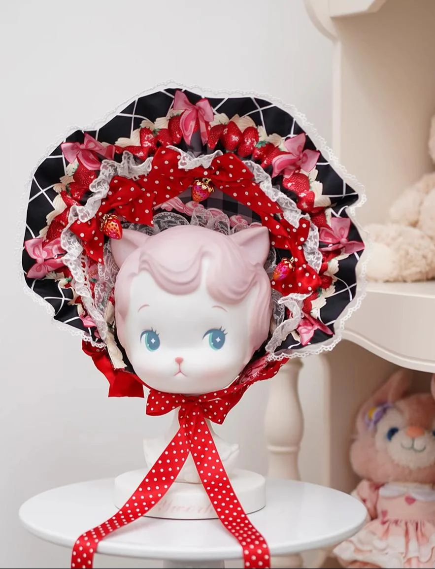 Mengfuzi - Strawberry - Sweet Lolita BNT Strawberry Print Detachable Sleeves