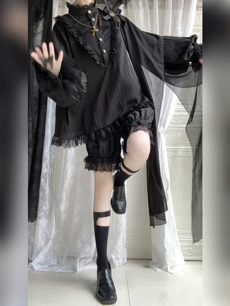CastleToo - Black Moonlight - Ouji Lolita Chiffon Shirt Outfit