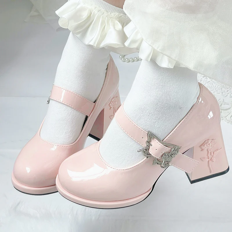 Dreamland - Wanxiang Cycle - Elegant Lolita Heel Shoes with Embossed Rose