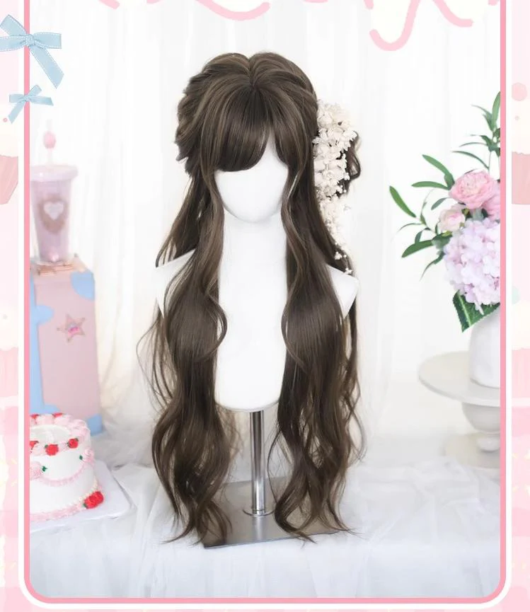 Dalao Home - Grey Brown Classic Lolita Long Wig With Natural Wavy