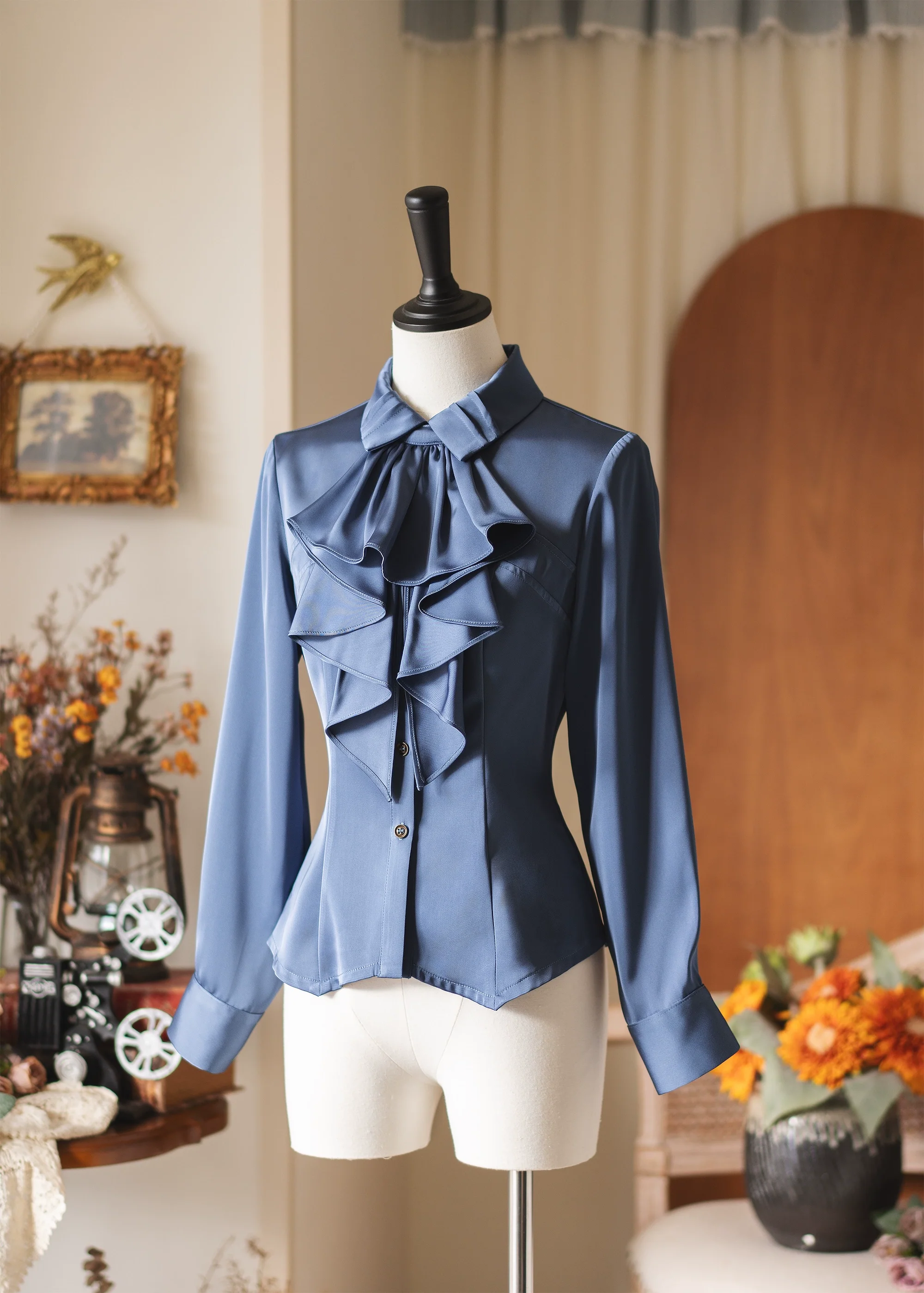 Forest Wardrobe - Forest Dew - Elegant Lolita Slim Fit Shirt, Detachable Jabot