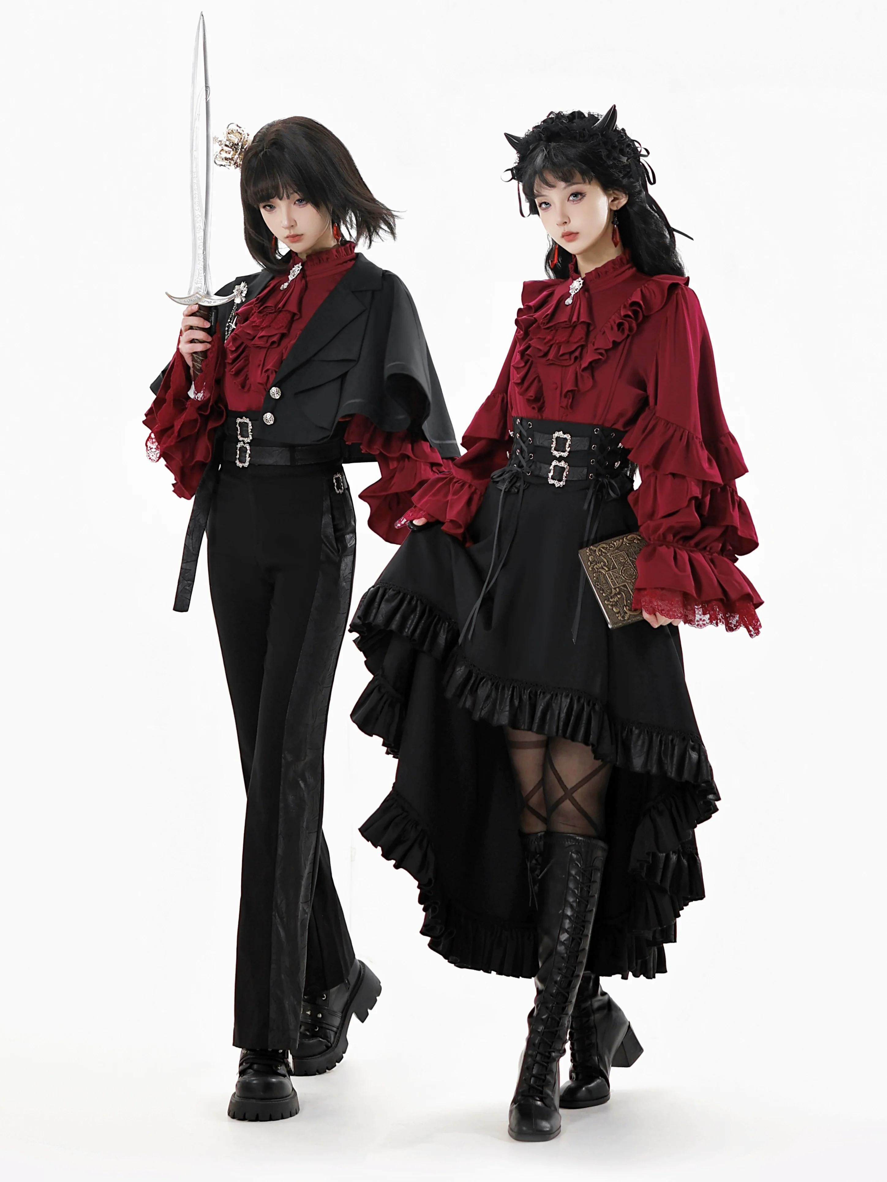 Every Page of The Poem - Night & Day Sonata - Ouji Lolita Princess Sleeve Shirt & Pants Set