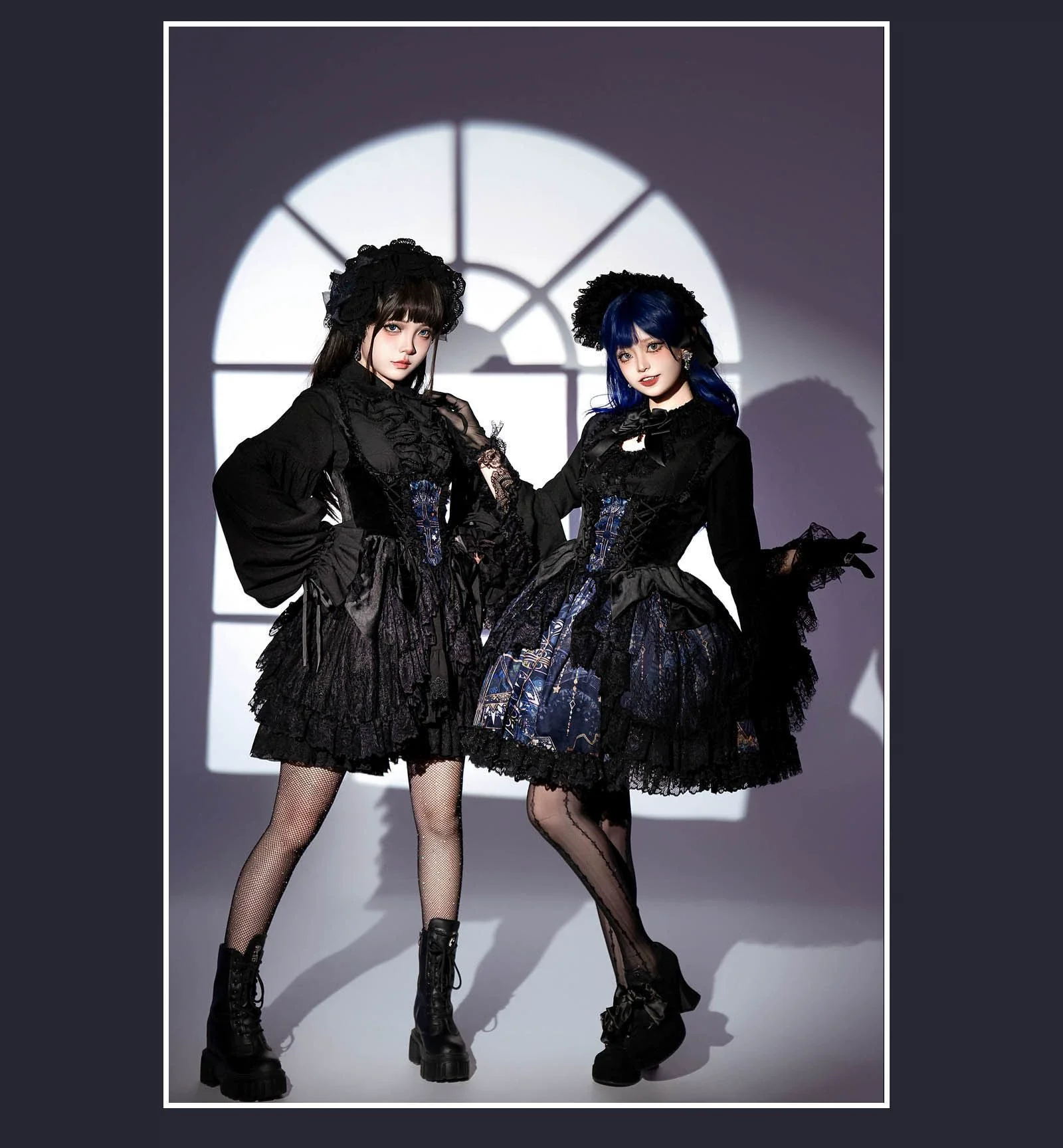 SUSIN - Night Traveler - Classic and Elegant Gothic Dress with Colorful Window Prints