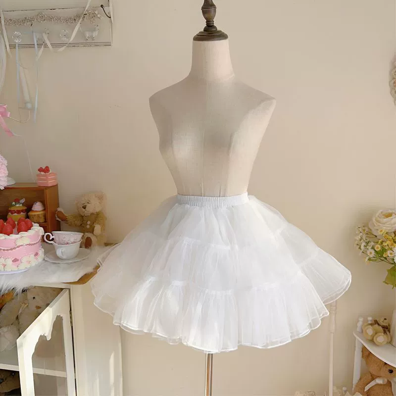 Hanguliang - Daily Lolita Petticoat 35CM White Short Soft Yarn Pannier for Summer