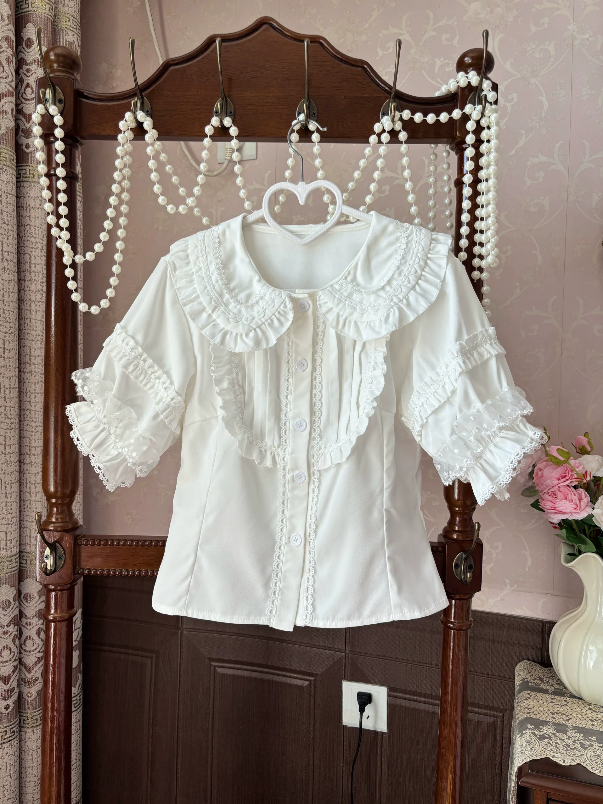 Suiyi - Sweet Lolita Shirt, Short Puff Sleeves