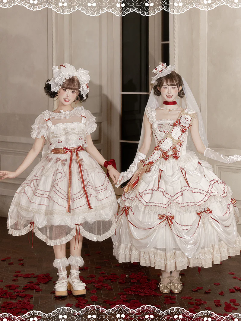 Cherry Cake - Tiered Sweet Lolita OP, Wedding Dress