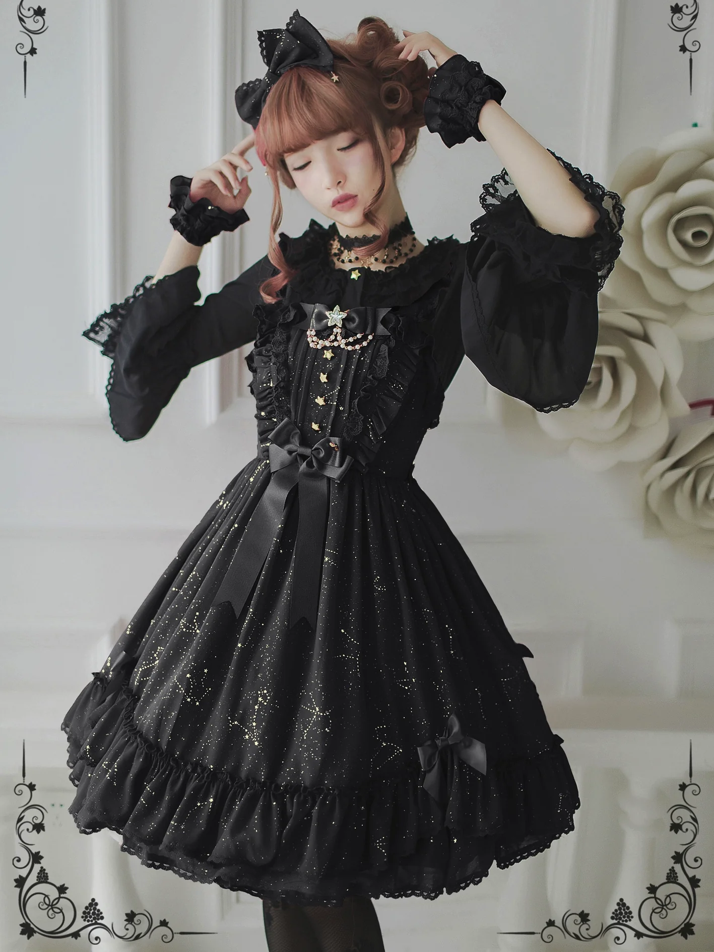 Sakuya Lolita - Whisper Of Stars - Constellation Foil Printing Elegant Lolita High Waist JSK Dress