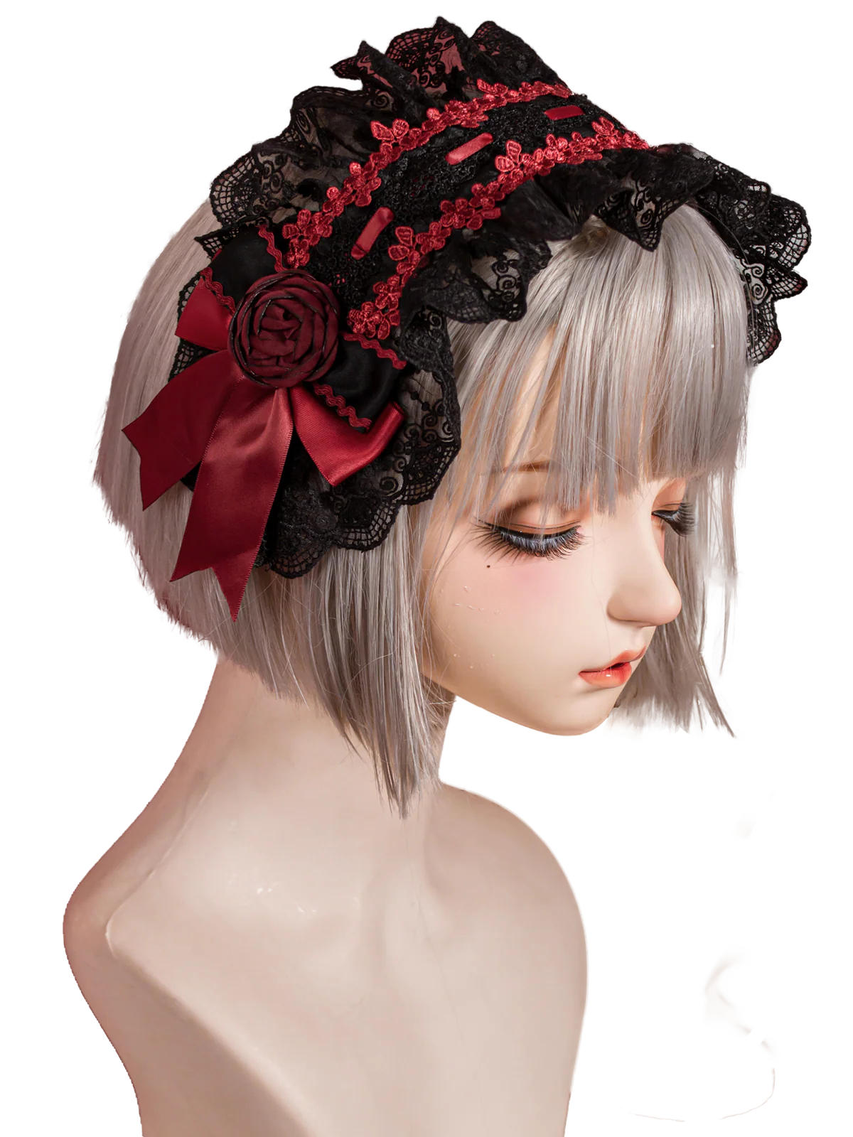 OCELOT - Gothic Lolita Headband Black Red Rose Lolita Hairband