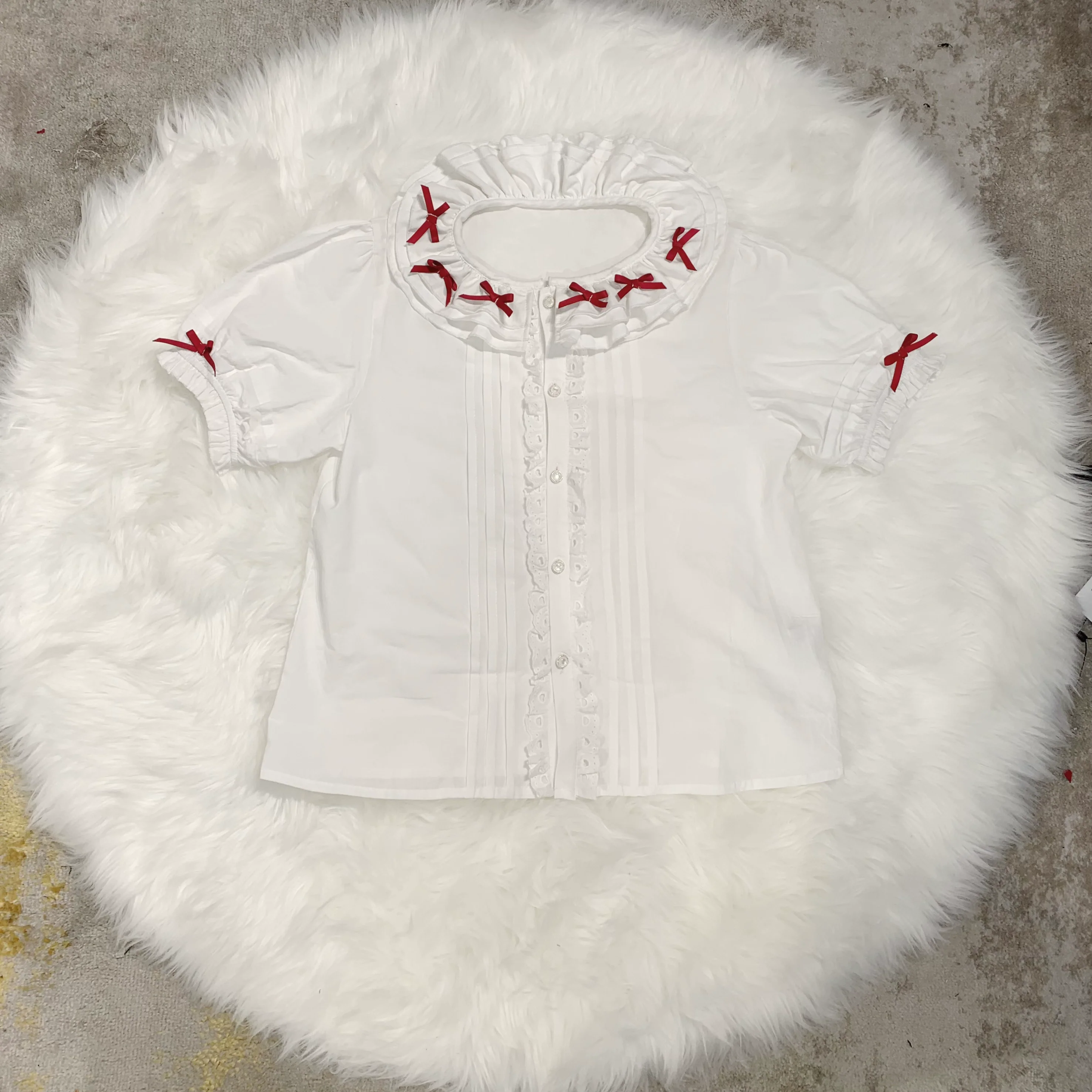 Chubby Cat Diary - Plus Size Sweet Lolita Shirt, Detachable Sleeves