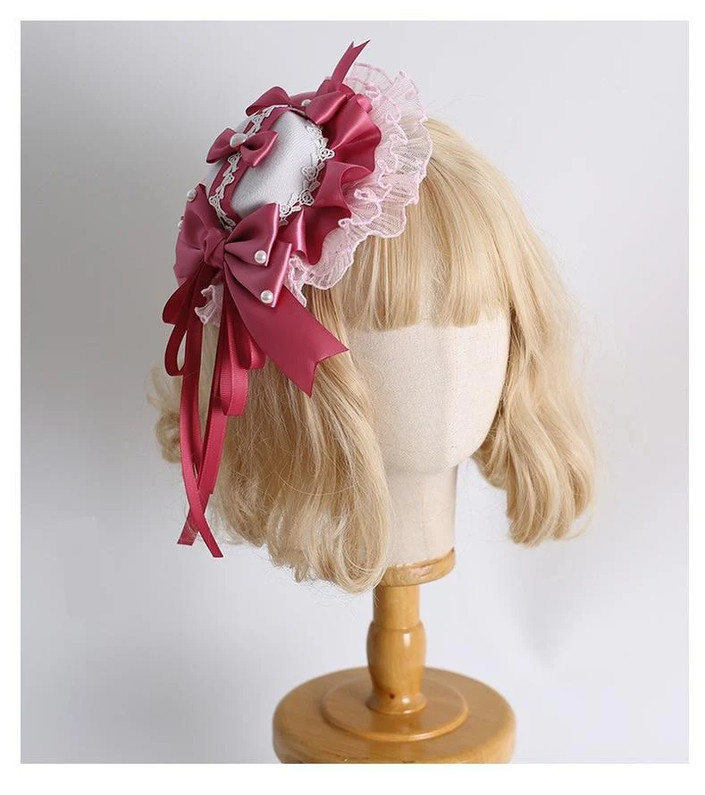 Xiaogui - Velvet Cake - Sweet Lolita Head Accessory Set with Ribbon Bow Details