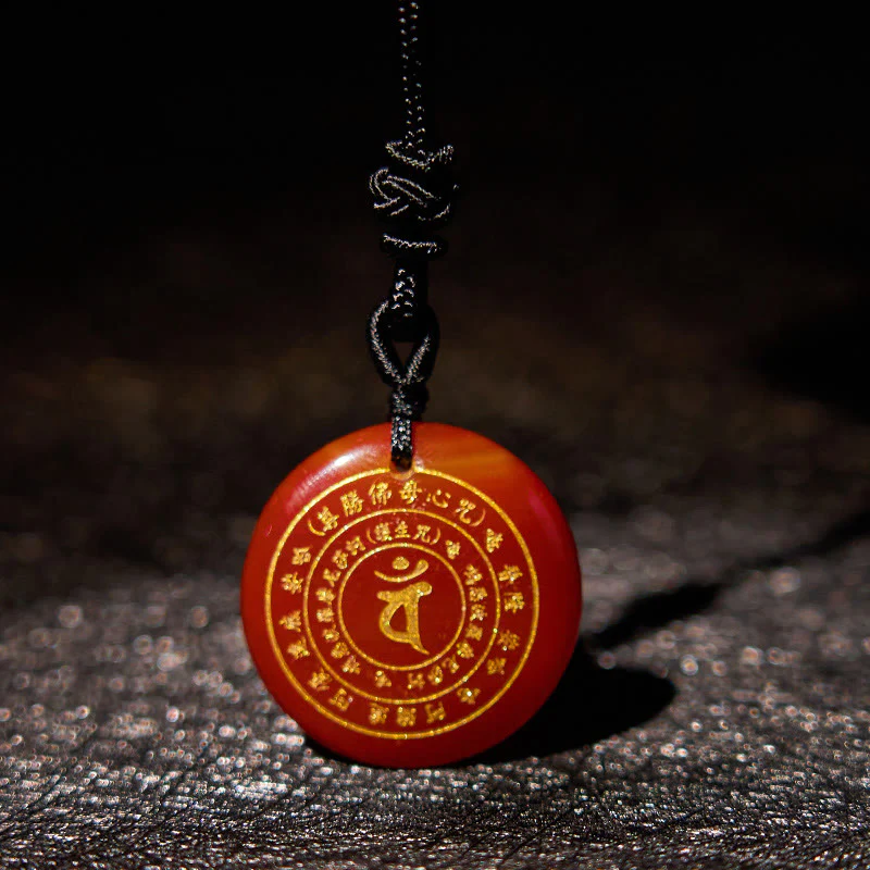 Sanskrit Mantra Various Crystal Black Obsidian Green Aventurine Strength Necklace Pendant