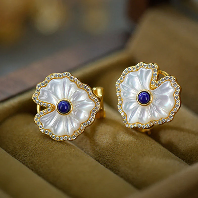 925 Sterling Silver Love Heart Tridacna Stone Red Agate Lazurite Jewelry Set