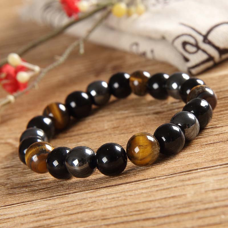 Tibetan-style Tiger's Eye Bracelet and Necklace Set