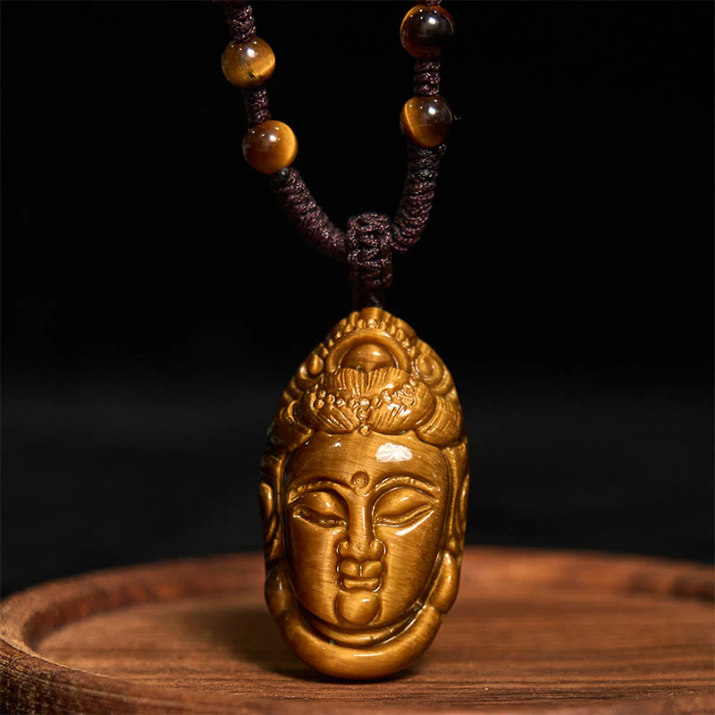 Tiger Eye Spiritual Head String Strength Necklace Pendant