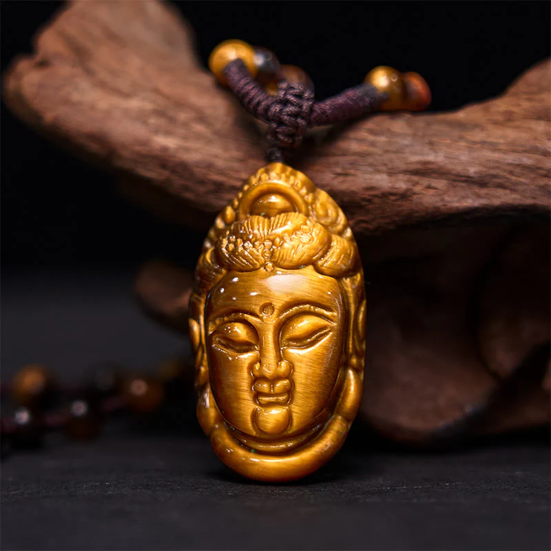 Tiger Eye Spiritual Head String Strength Necklace Pendant