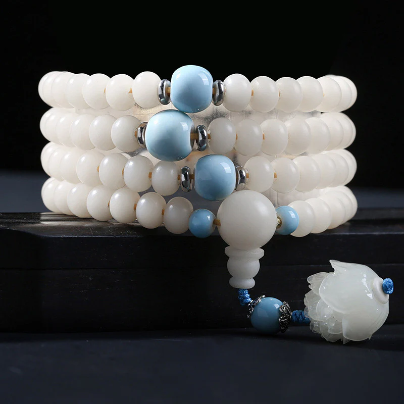 Bodhi Seed Bead Lotus Blessing Charm Bracelet