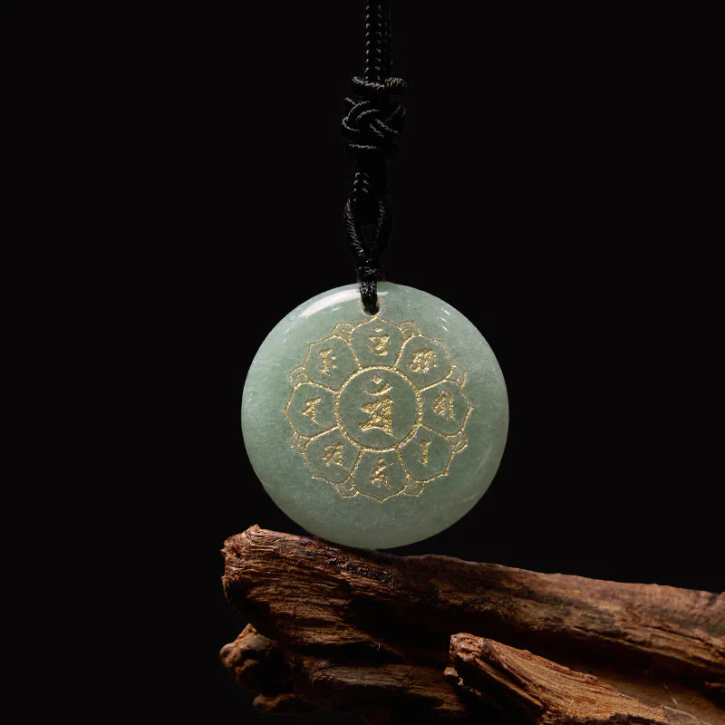 Om Mani Padme Hum Natural Various Crystal Black Obsidian Strength Necklace Pendant