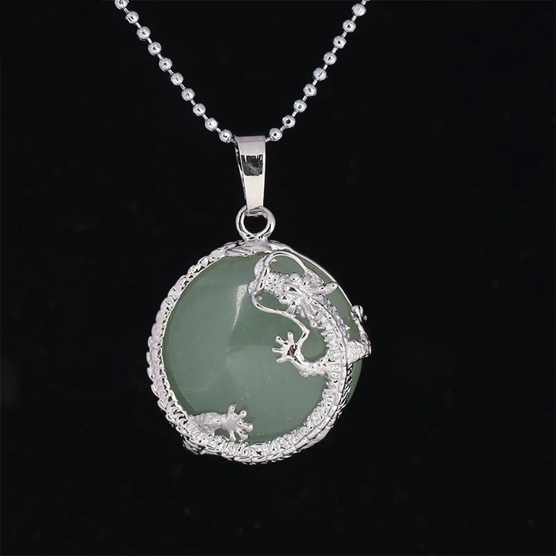 Chinese Dragon Natural Quartz Crystal Healing Necklace Pendant