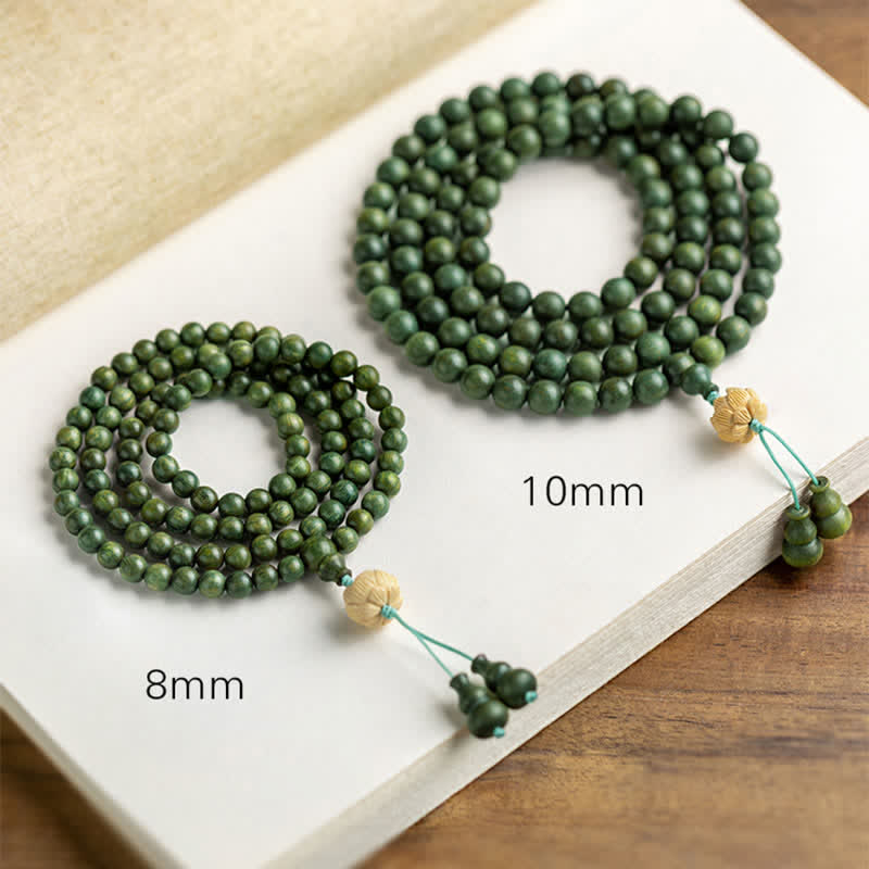 108 Mala Beads Green Sandalwood Boxwood Lotus Positive Bracelet