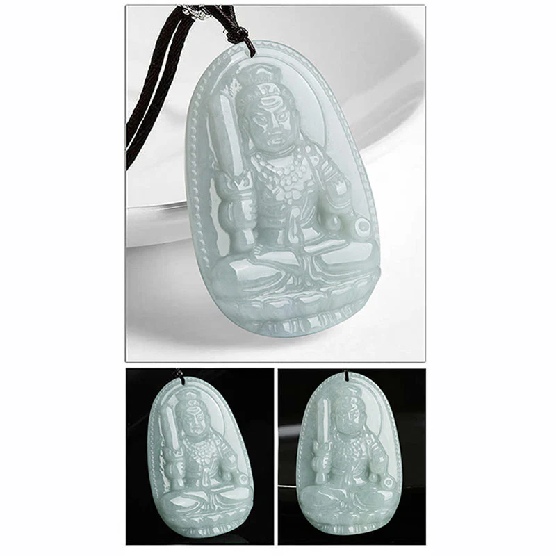 Chinese Zodiac Natal Buddha Jade Wealth Prosperity Necklace Pendant
