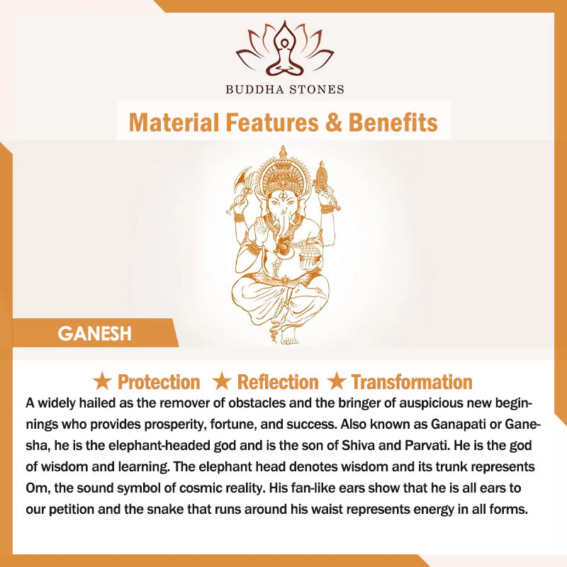 Renbeads Tibetan Ganesh Ganpati Elephant God of Wealth Dorje Vajra Spiritual Power Necklace Pendant