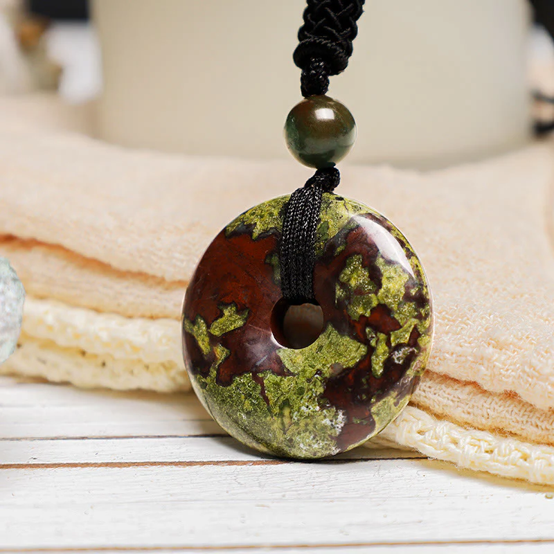 Renbeads Lucky Coin Pendant Healing Crystal Gemstone Necklace