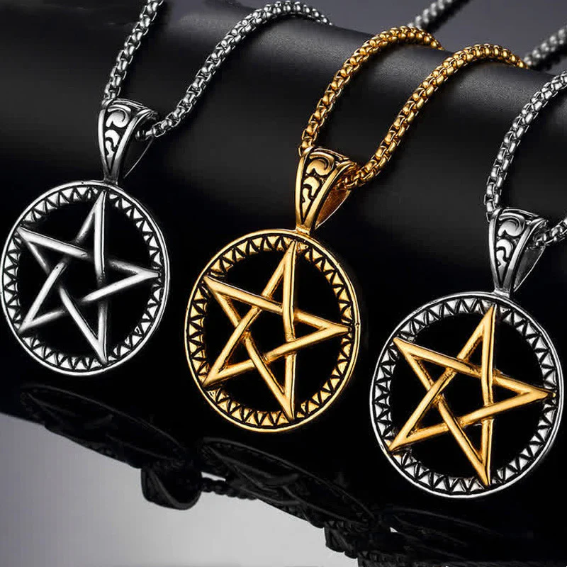 Renbeads Pentagram Titanium Steel Balance Necklace Pendant