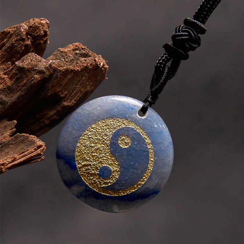 Various Crystal Amethyst Tiger Eye Green Aventurine Yin Yang Spiritual Necklace Pendant