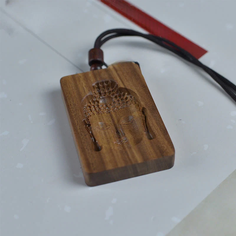 Green Sandalwood Buddha Symbol Positive Necklace Pendant