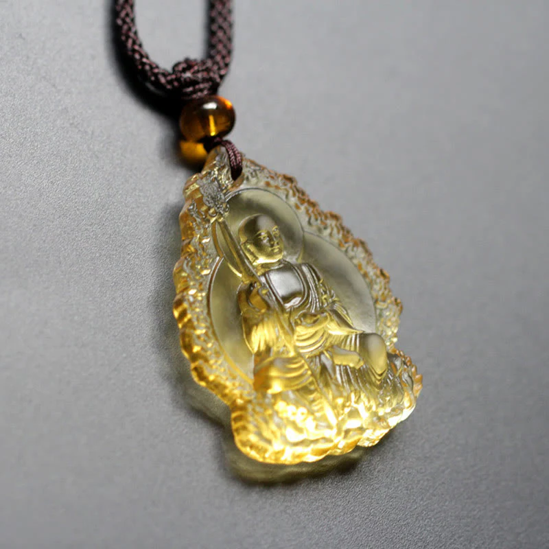 Renbeads Ksitigarbha Buddha Liuli Crystal Serenity Amulet Necklace Pendant