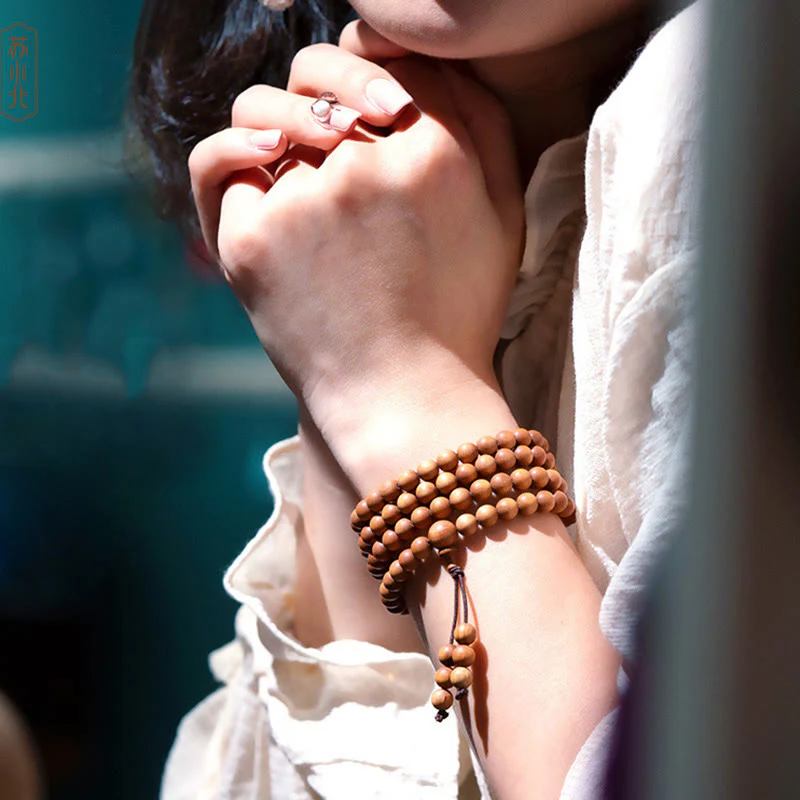 Sandalwood Wood Bead Healing Mala Bracelet