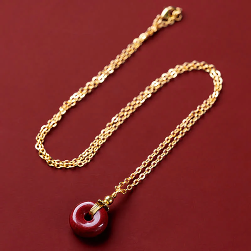 Cinnabar Peace Buckle Calm Blessing Necklace Pendant