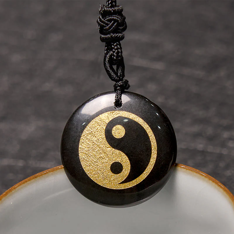 Various Crystal Amethyst Tiger Eye Green Aventurine Yin Yang Spiritual Necklace Pendant