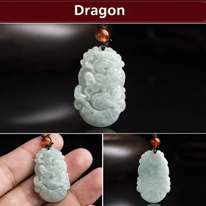Natural Jade 12 Chinese Zodiac Success Pendant Necklace
