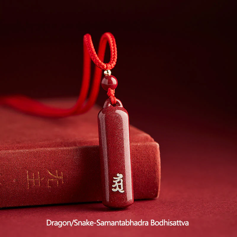 Chinese Zodiac Natal Buddha Cinnabar Amulet Necklace Pendant