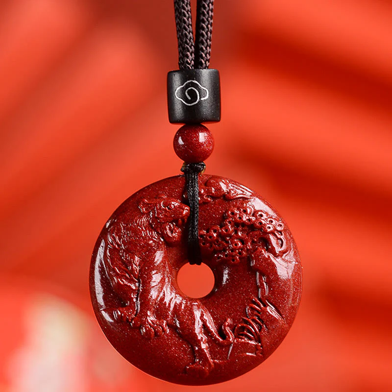 Chinese Zodiac Cinnabar Peace Buckle Necklace Pendant
