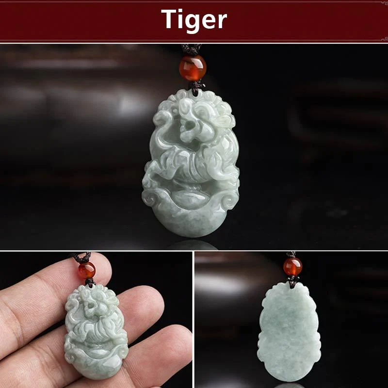 Natural Jade 12 Chinese Zodiac Success Pendant Necklace